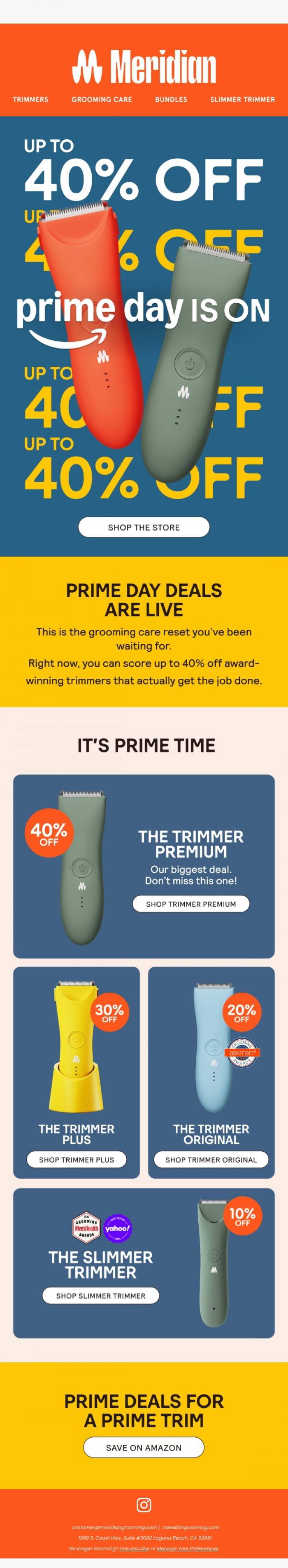 Email Design Inspiration from Meridian, Unlock Up to 40% Off Today! 🎉