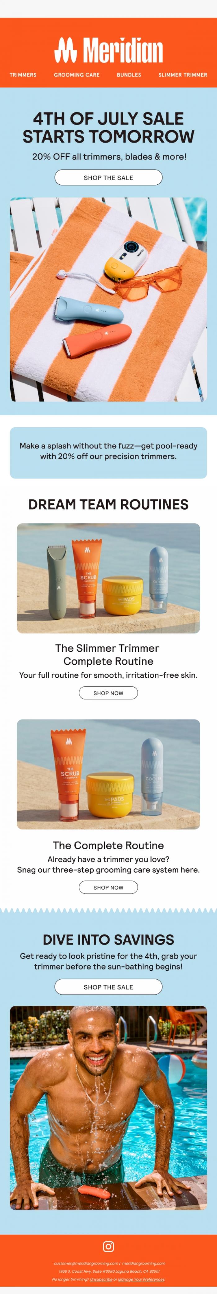 Email Design Inspiration from Meridian, LIMITED TIME 20% Off Launches Tomorrow!
