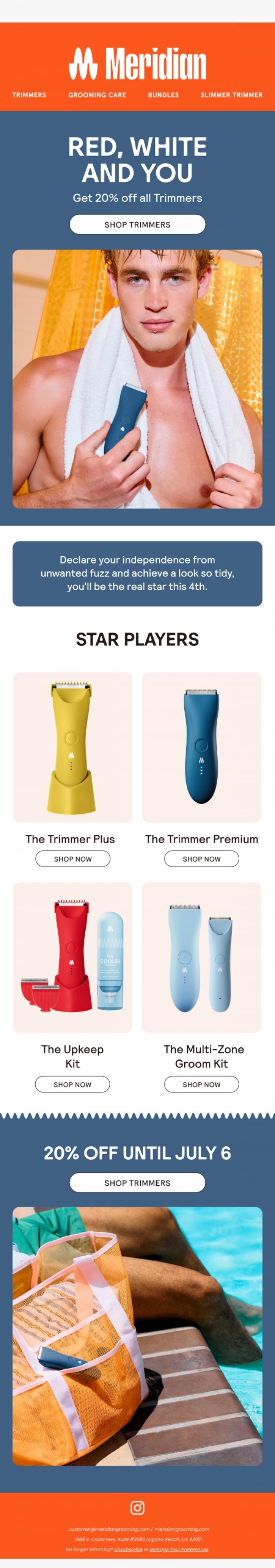 Email Design Inspiration from Meridian, Trim 20% Off Trimmers! ✂️