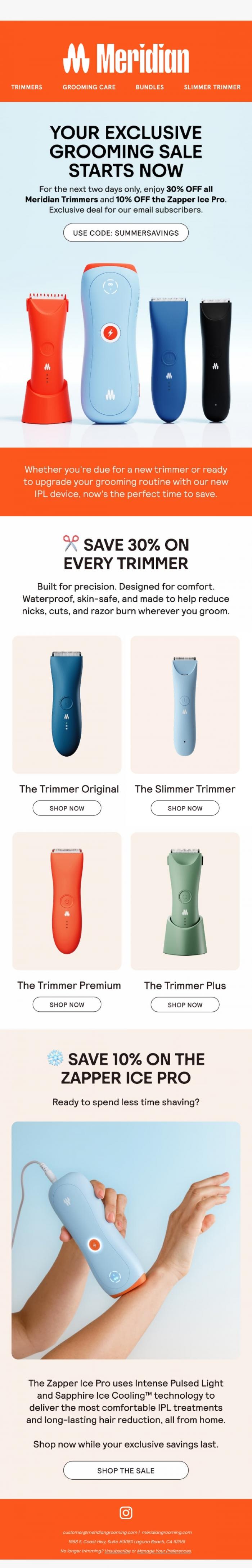 Email Design Inspiration from Meridian, Time to Upgrade: 30% Off Today!