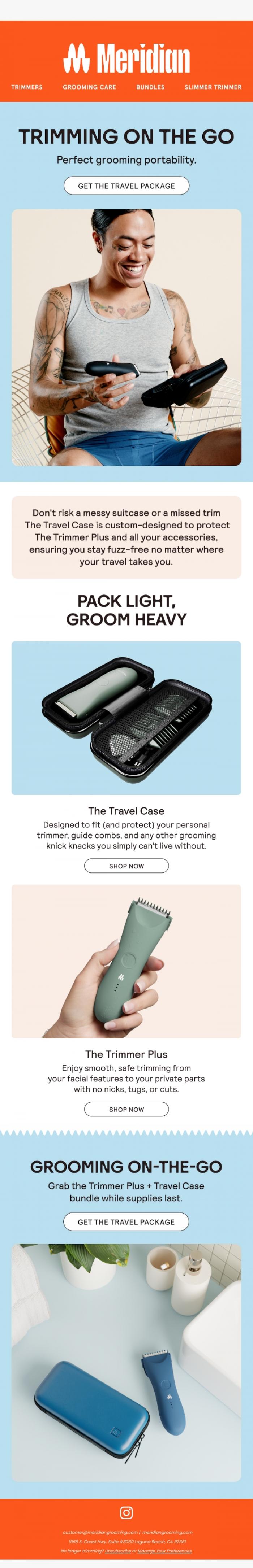 Email Design Inspiration from Meridian, Never Leave Your Trimmer Behind