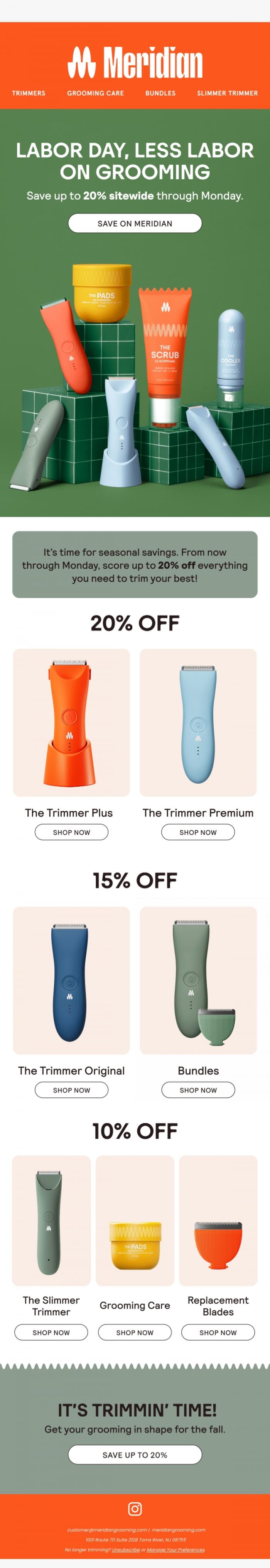 Email Design Inspiration from Meridian, Labor Day Savings are HERE! 🌟