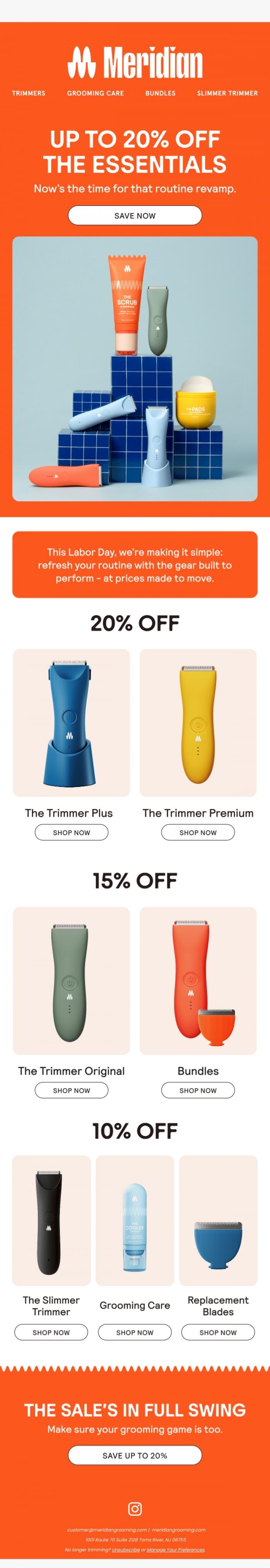 Email Design Inspiration from Meridian, Up to 20% Off Continues 🎉