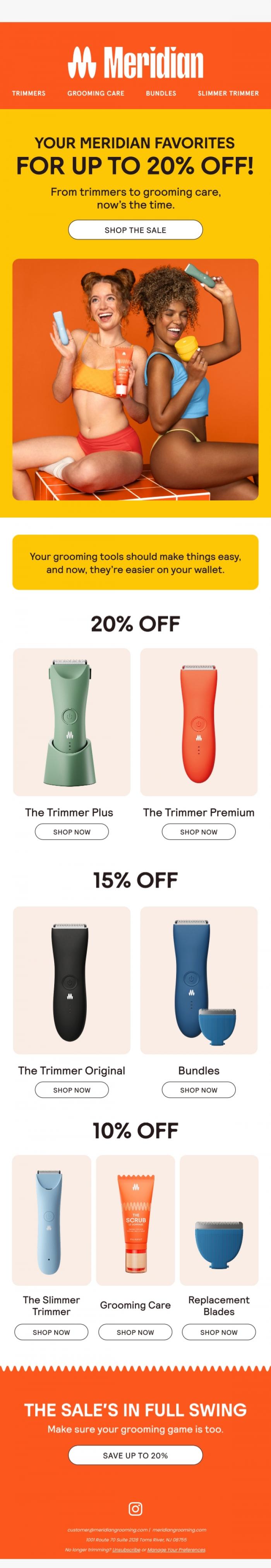 Email Design Inspiration from Meridian, Labor Day savings are still going strong!