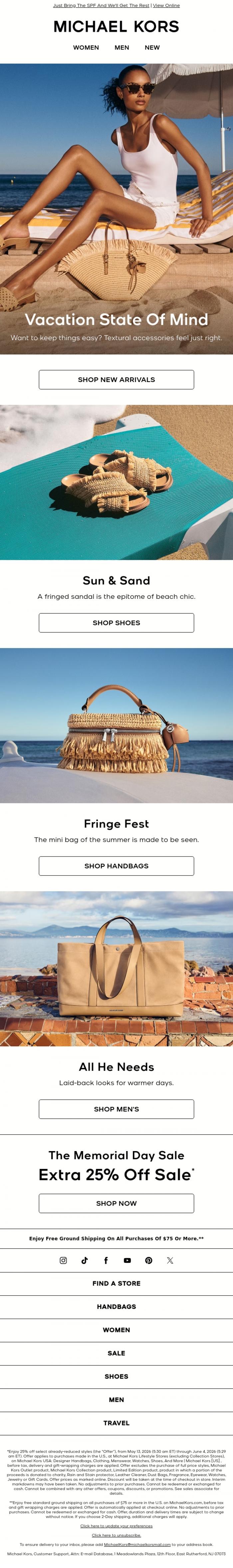 Email Design Inspiration from Michael Kors, You Belong At The Beach-And So Do These