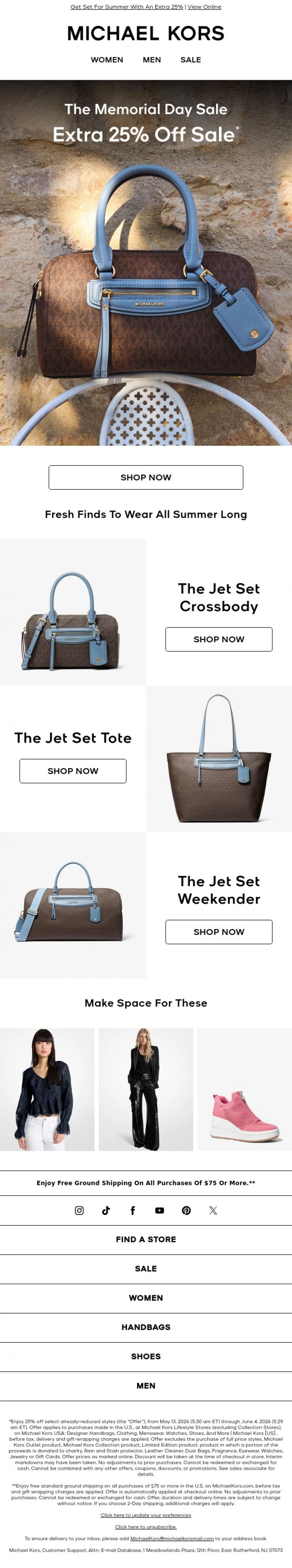 Email Design Inspiration from Michael Kors, This Is Your Chance To Shop Sale