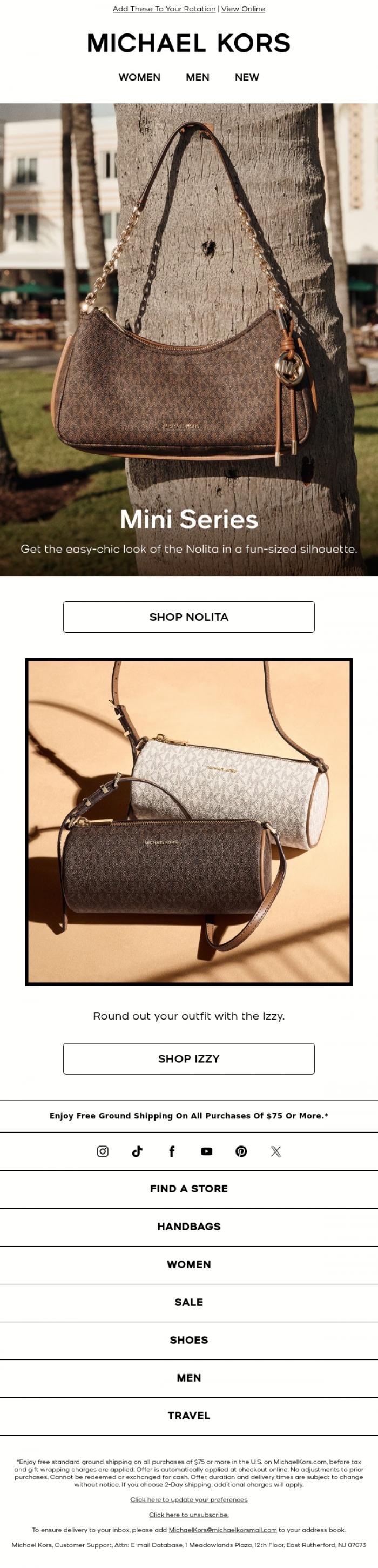 Email Design Inspiration from Michael Kors, Too Many Mini Bags? No Such Thing