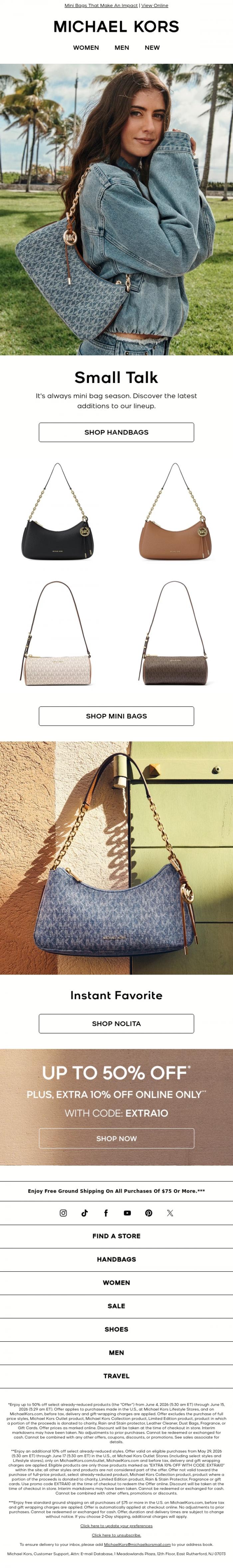 Email Design Inspiration from Michael Kors, The Finishing Touch To Your On-The-Go Looks