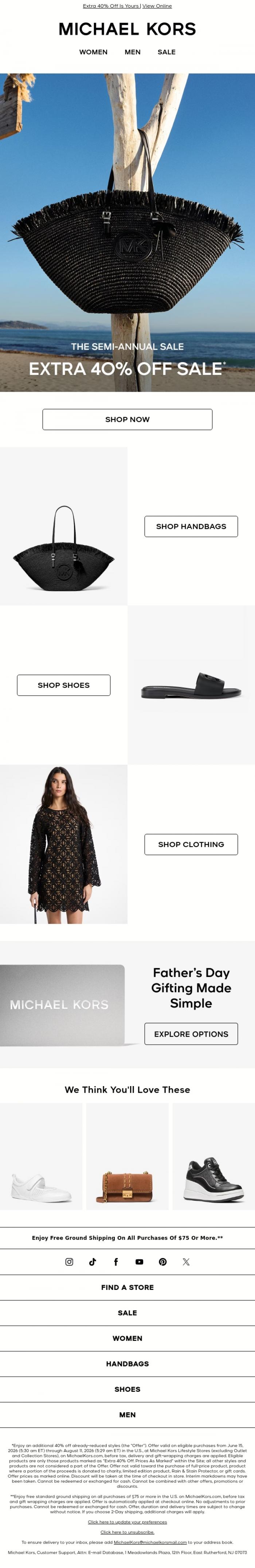 Email Design Inspiration from Michael Kors, Bestselling Styles, Perfect Prices