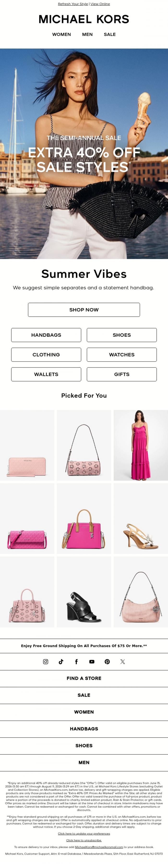 Email Design Inspiration from Michael Kors, Summer Outfit&nbsp;Inspo&nbsp;(And&nbsp;An&nbsp;Extra 40% Off)&nbsp;