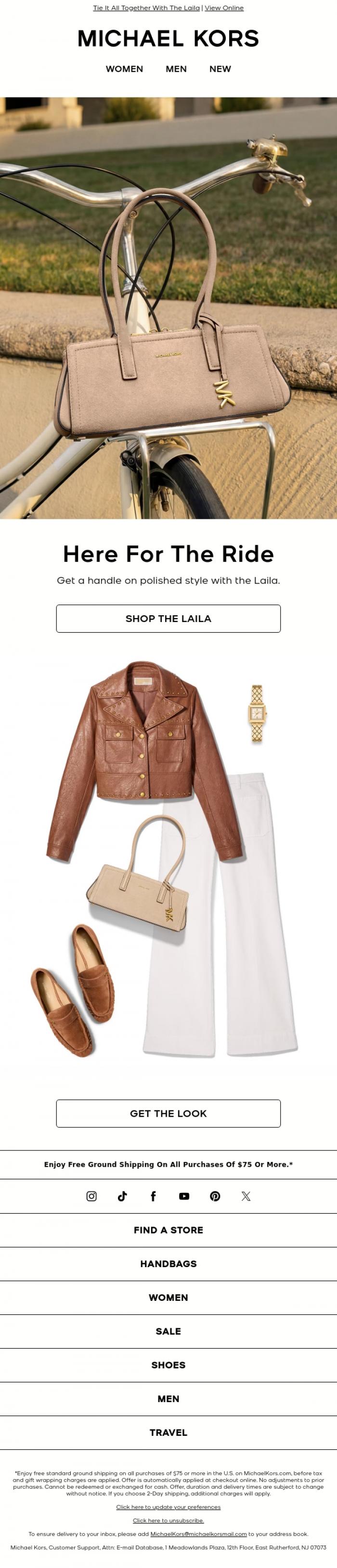 Email Design Inspiration from Michael Kors, The Bag That Completes Every Outfit