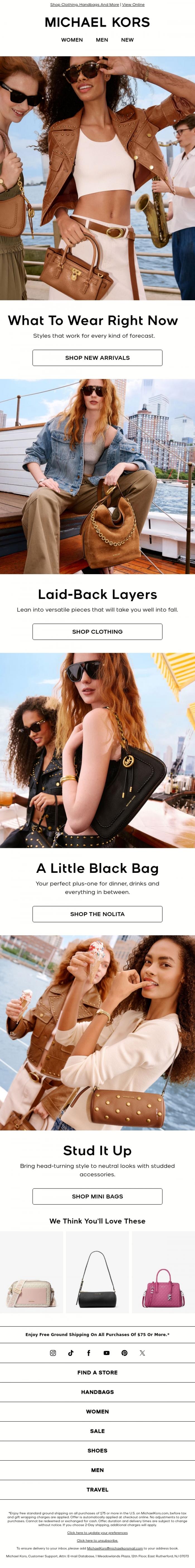 Email Design Inspiration from Michael Kors, New Arrivals For The Last Stretch Of Summer