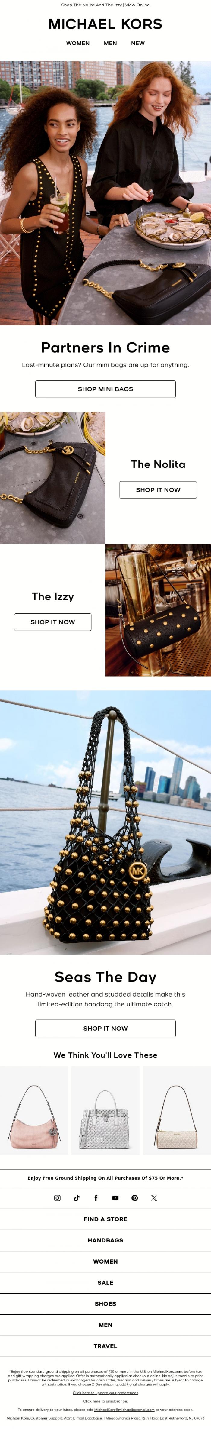 Email Design Inspiration from Michael Kors, Last-Minute Plans? Grab A Mini Bag