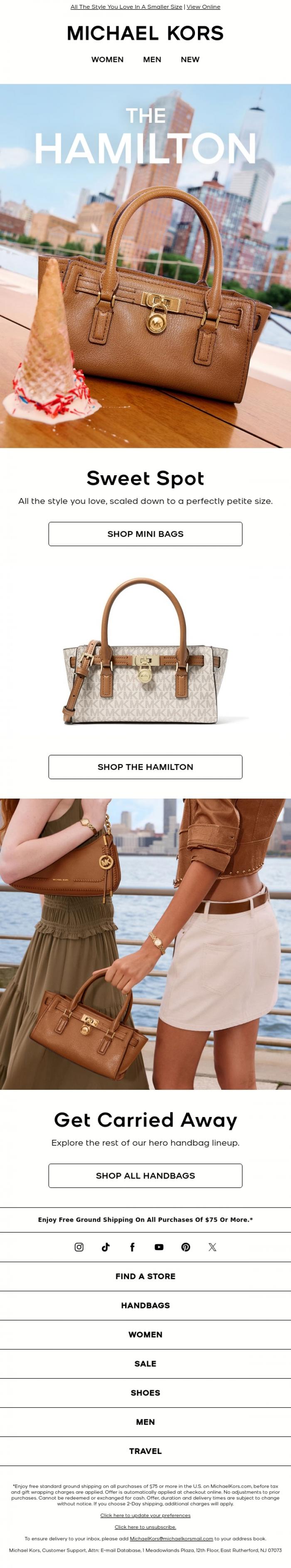 Email Design Inspiration from Michael Kors, Have You Met The Mini Hamilton?