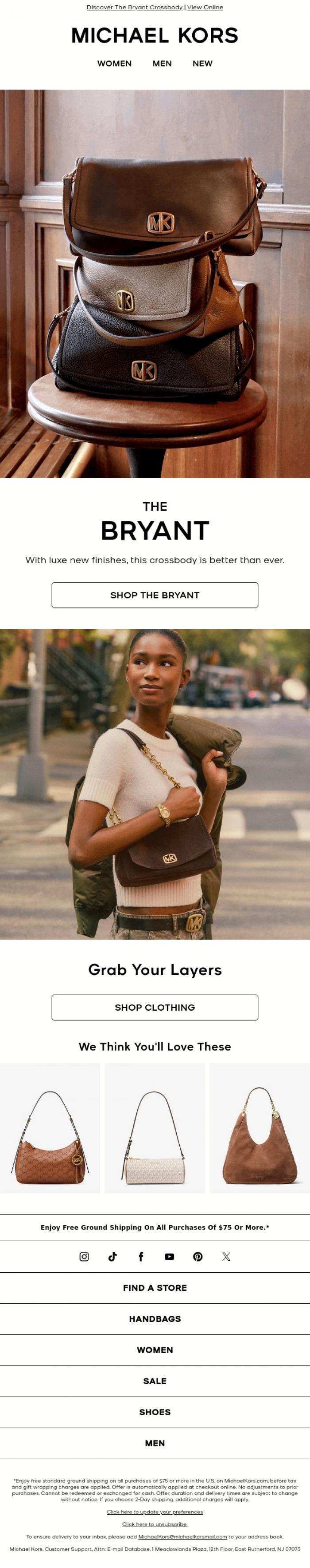Email Design Inspiration from Michael Kors, This Bestselling Bag Is Back-With A Brand-New Look