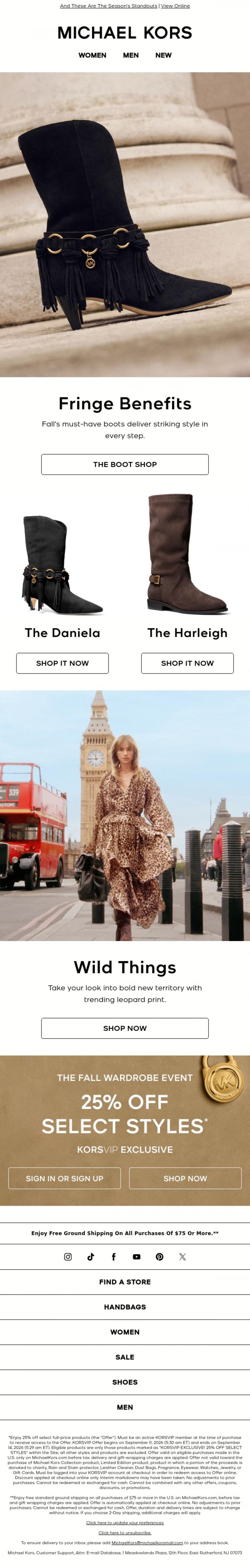 Email Design Inspiration from Michael Kors, Boot Season Is Finally Back