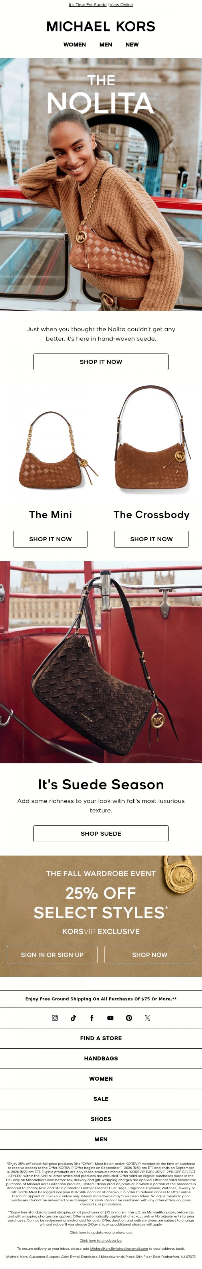 Email Design Inspiration from Michael Kors, Bestselling Styles With A Luxe Twist