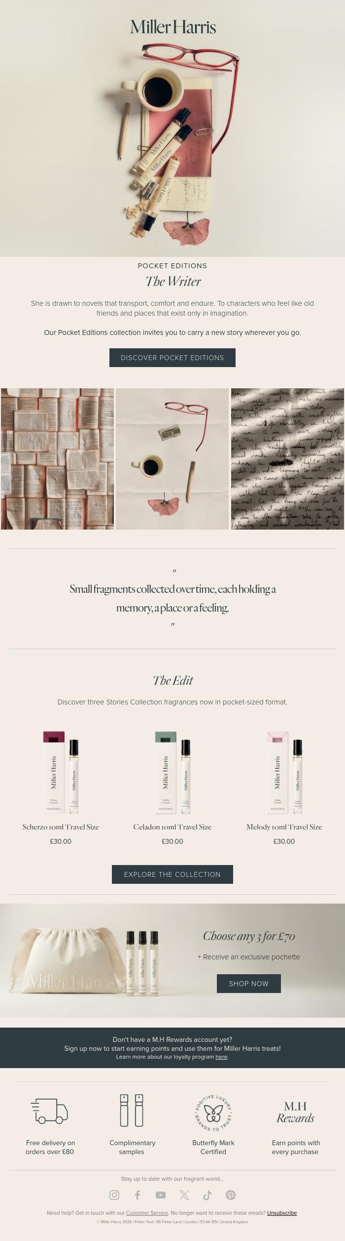 Email Design Inspiration from Miller Harris, Small in Size, Boundless in Expression