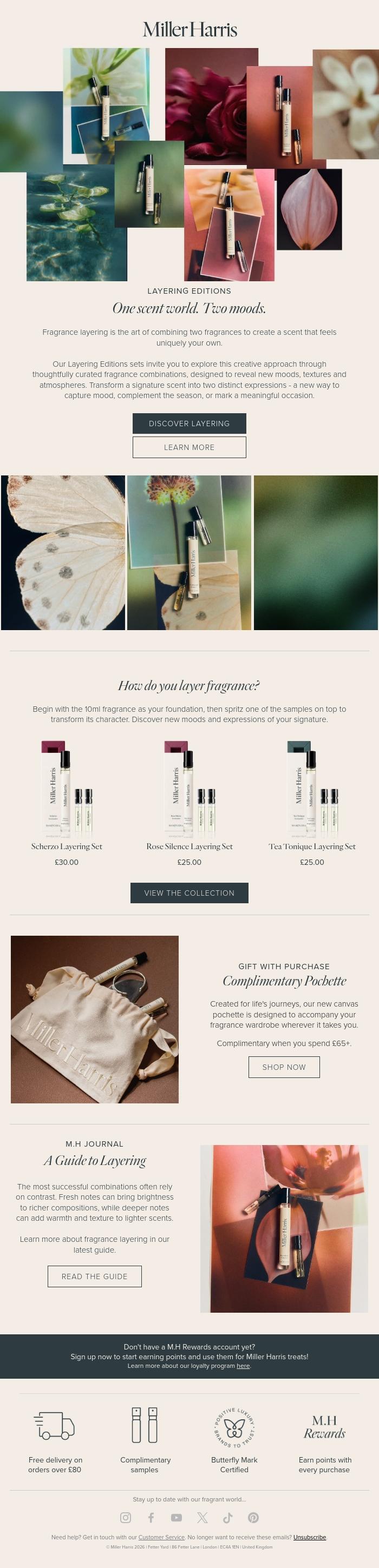 Email Design Inspiration from Miller Harris, A Guide to Fragrance Layering