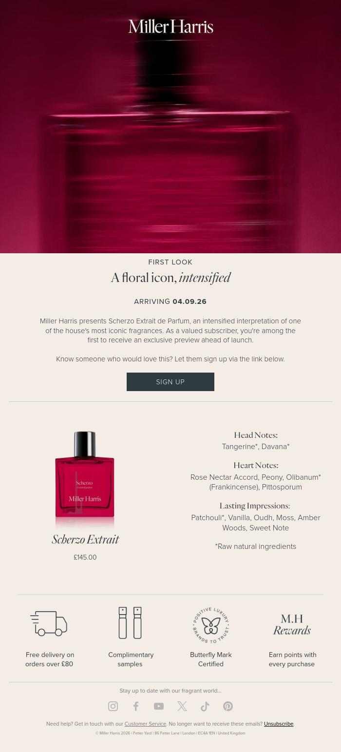 Email Design Inspiration from Miller Harris, Your Exclusive First Look