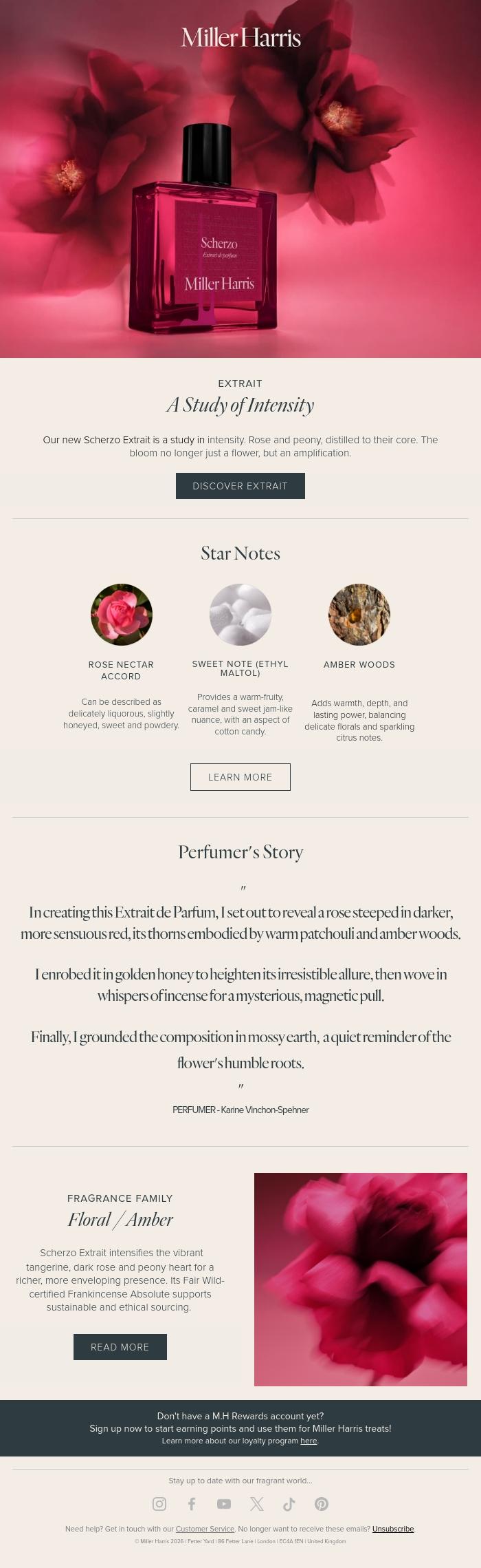 Email Design Inspiration from Miller Harris, A Study in Intensity