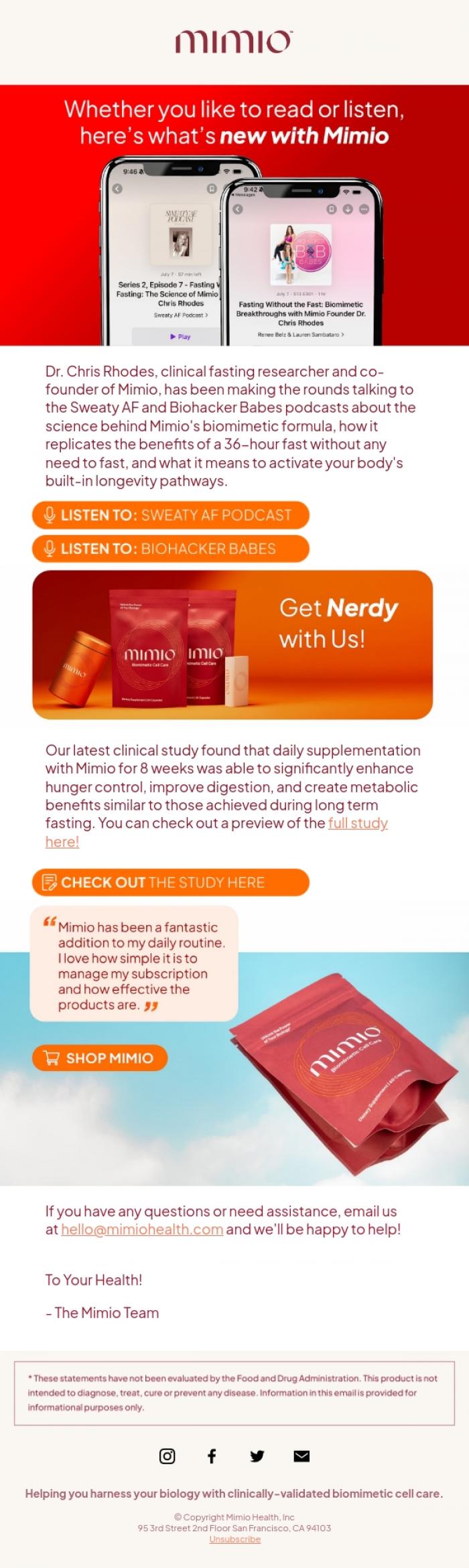 Email Design Inspiration from Mimio Health, This month in mitochondria...