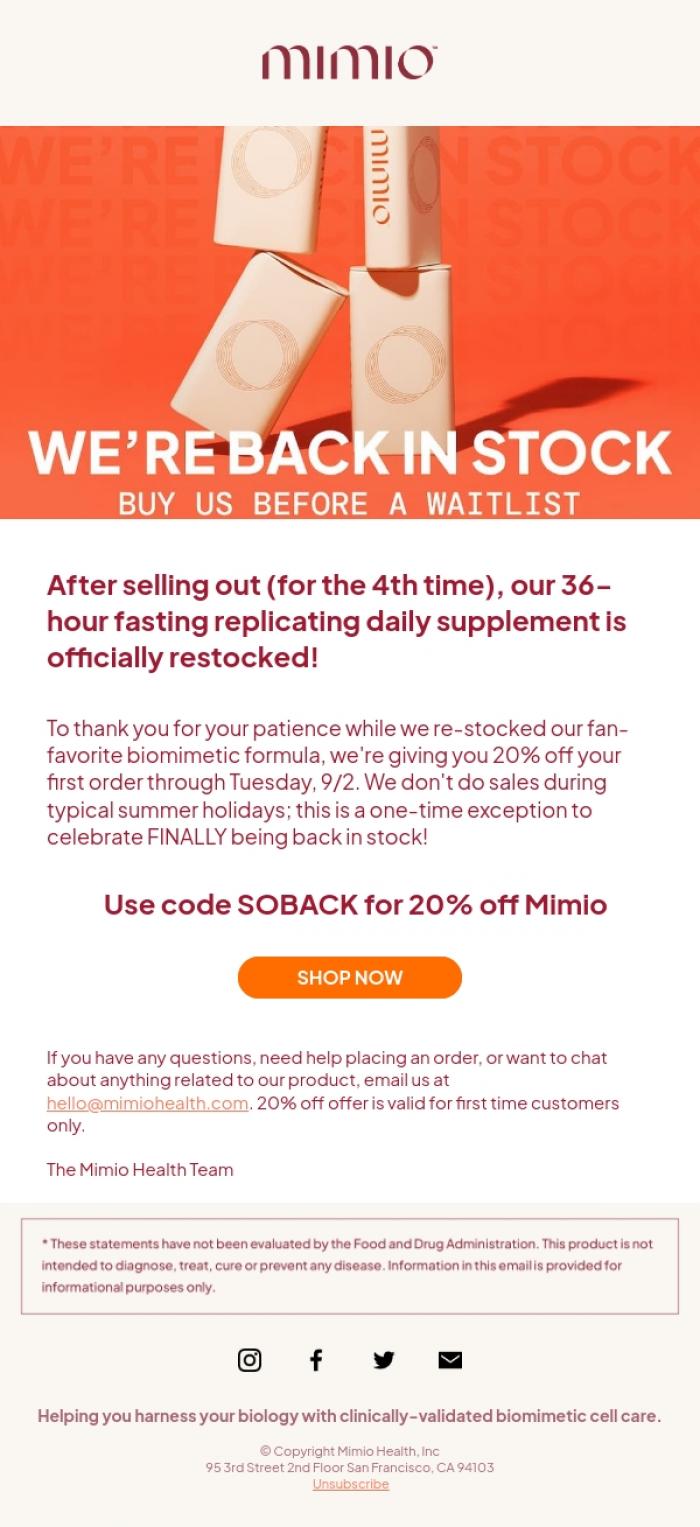 Email Design Inspiration from Mimio Health, We are so back