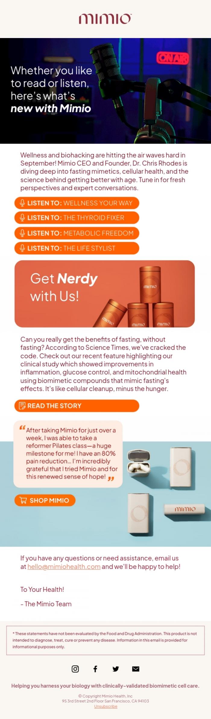 Email Design Inspiration from Mimio Health, This month in mitochondria