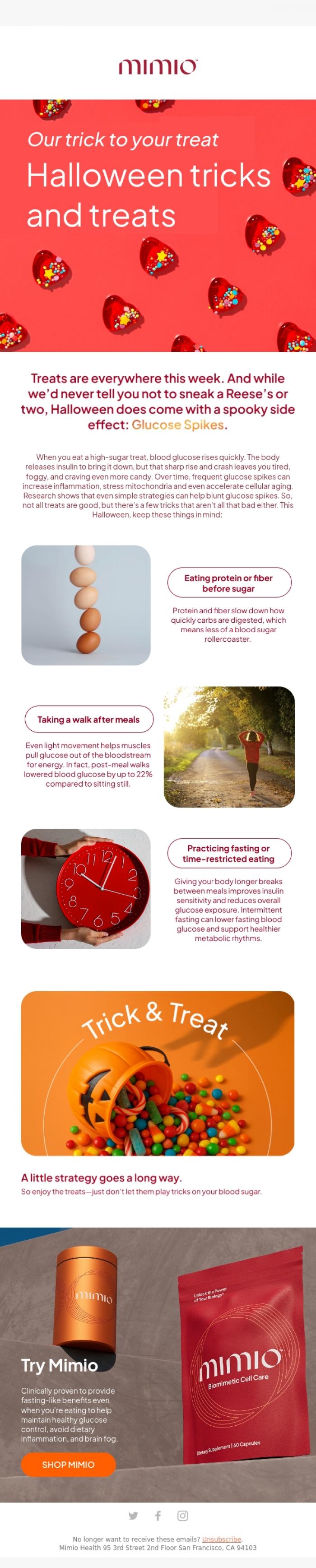 Email Design Inspiration from Mimio Health, Our trick to your treat
