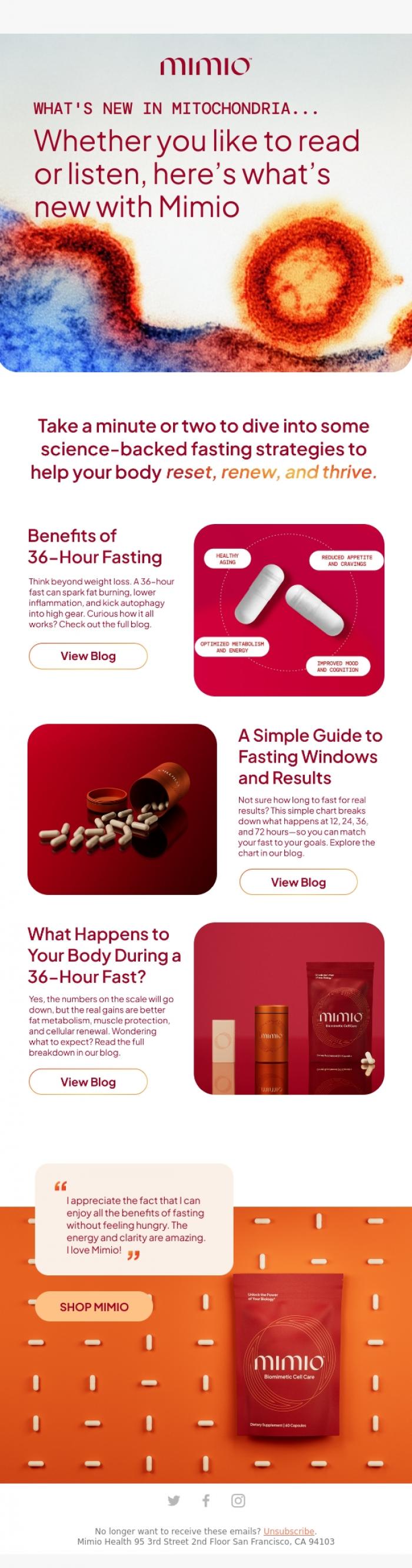 Email Design Inspiration from Mimio Health, What's new in mitochondria...