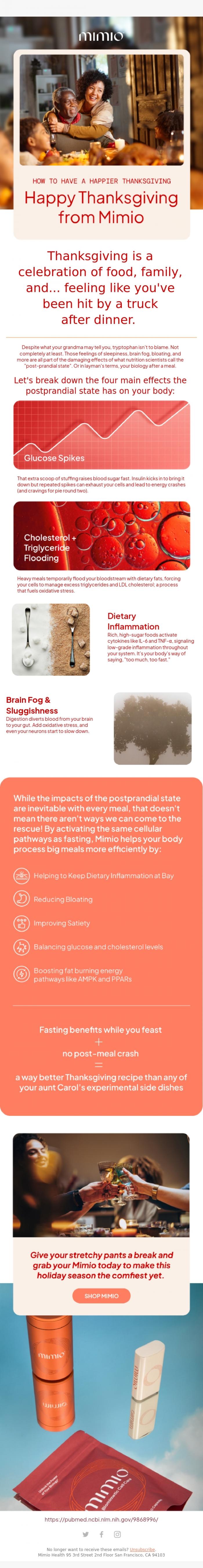 Email Design Inspiration from Mimio Health, How to have a happier Thanksgiving