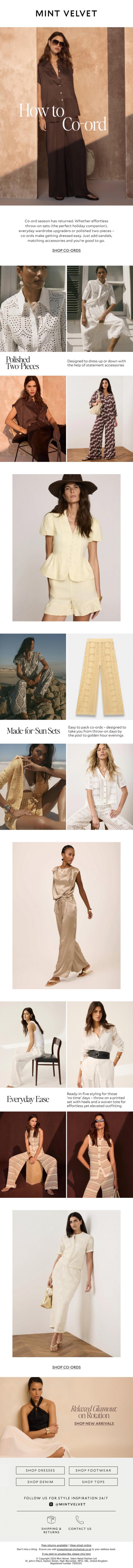 Email Design Inspiration from Mint Velvet, Co-ord season is back