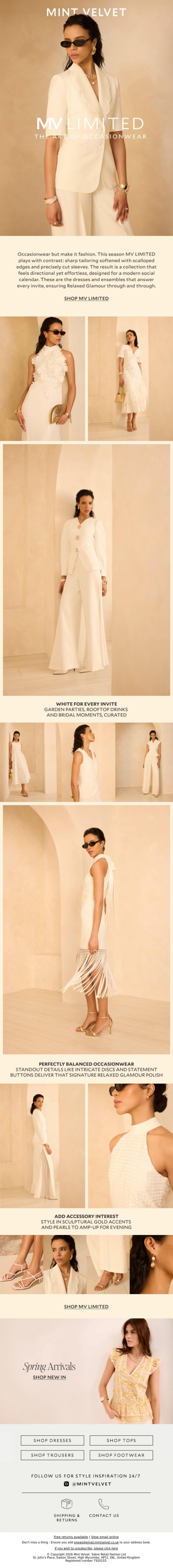 Email Design Inspiration from Mint Velvet, RSVP: Relaxed Glamour