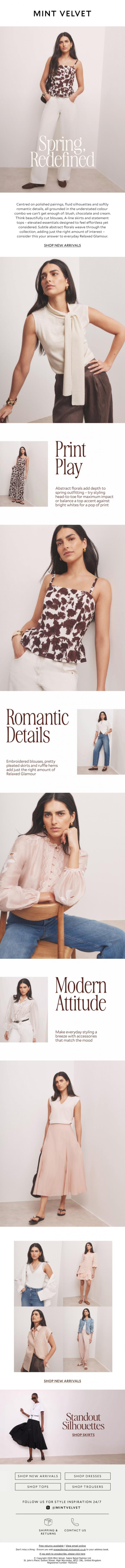 Email Design Inspiration from Mint Velvet, Statement tops, modern two-pieces and more