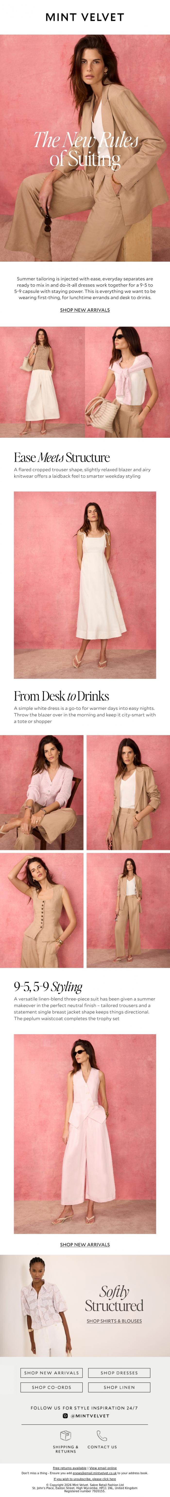 Email Design Inspiration from Mint Velvet, The new rules of suiting