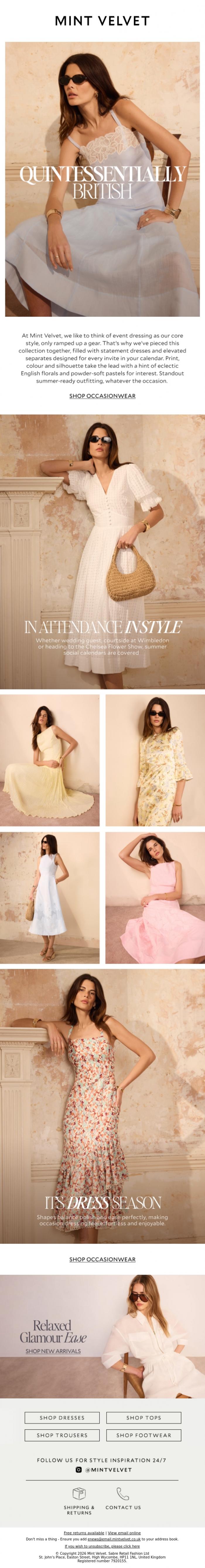 Email Design Inspiration from Mint Velvet, Quintessentially British