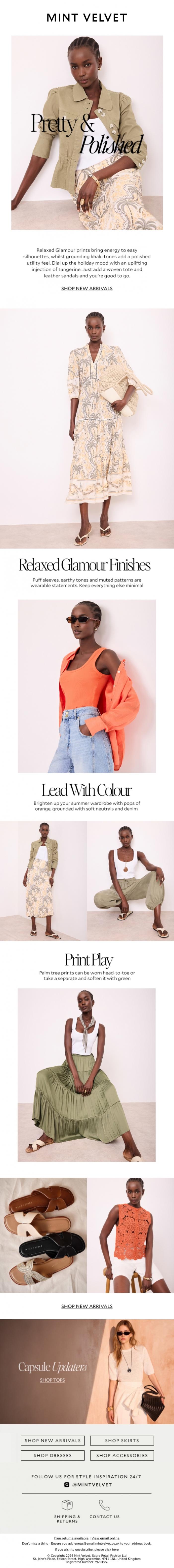 Email Design Inspiration from Mint Velvet, Dresses, printed heroes & more