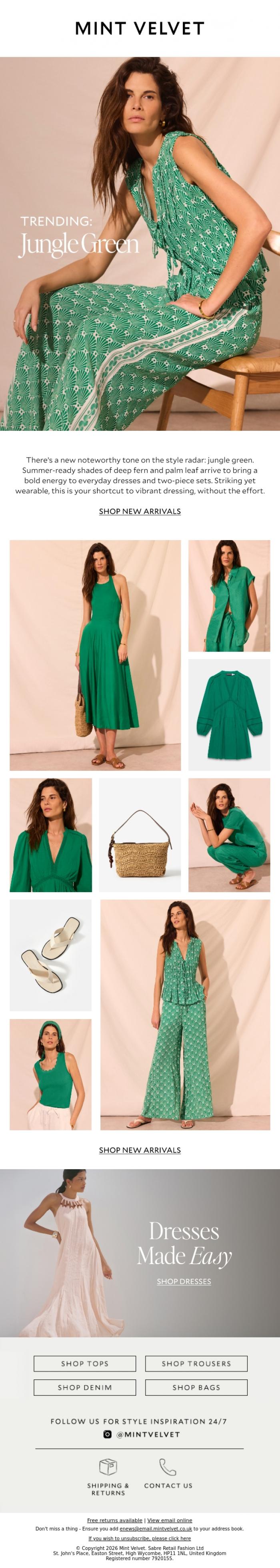 Email Design Inspiration from Mint Velvet, The summery tone you'll love