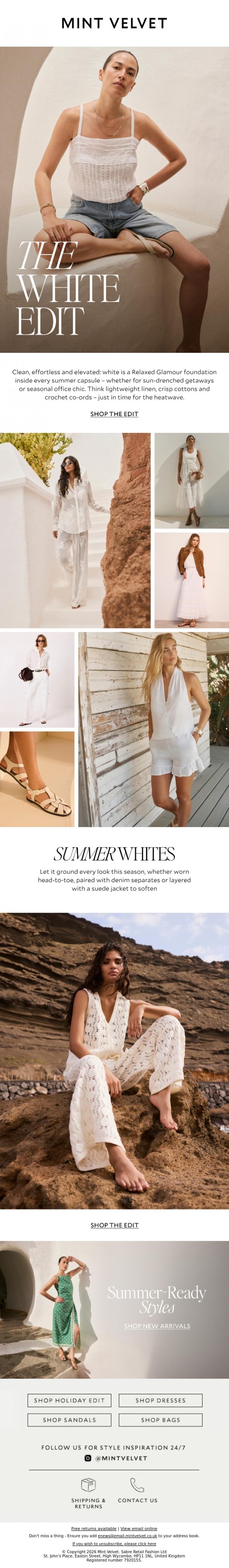 Email Design Inspiration from Mint Velvet, The all-white edit