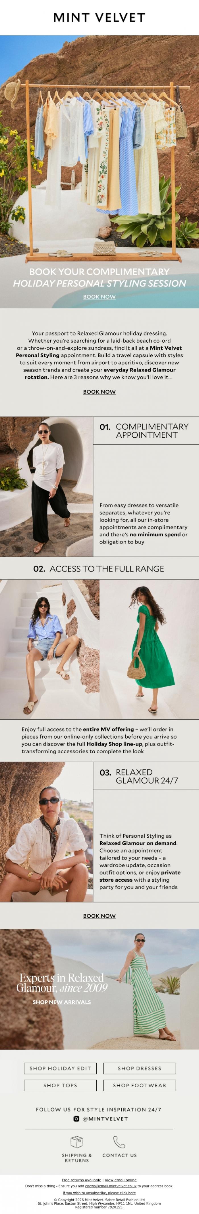 Email Design Inspiration from Mint Velvet, Your complimentary Personal Styling appointment