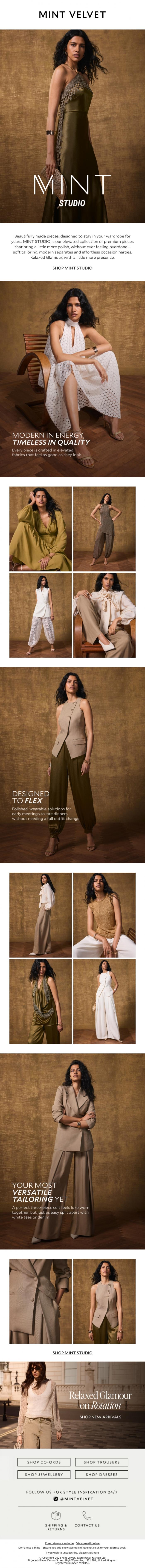 Email Design Inspiration from Mint Velvet, MINT STUDIO: modern in energy, timeless in quality