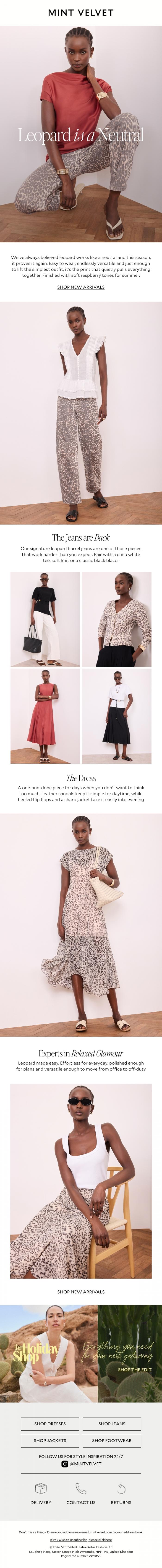 Email Design Inspiration from Mint Velvet, Leopard is a neutral