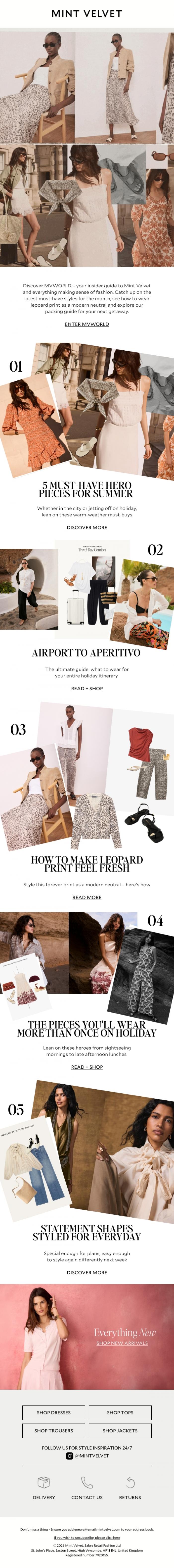 Email Design Inspiration from Mint Velvet, The June Trend Report