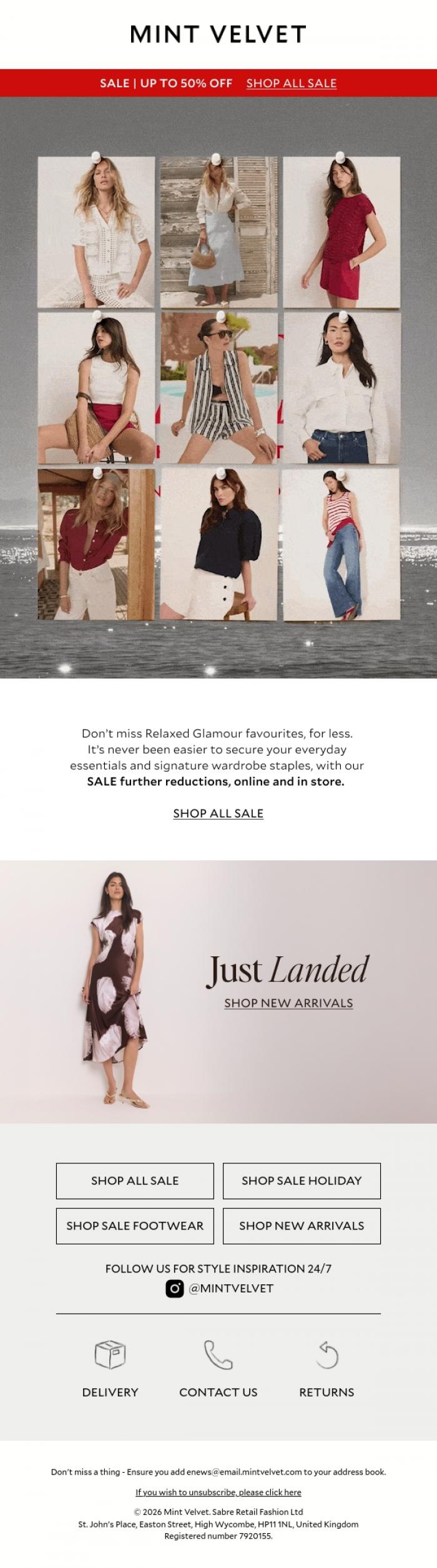 Email Design Inspiration from Mint Velvet, SALE further reductions