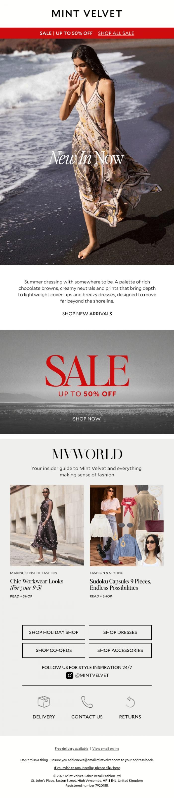 Email Design Inspiration from Mint Velvet, Dressing made easy