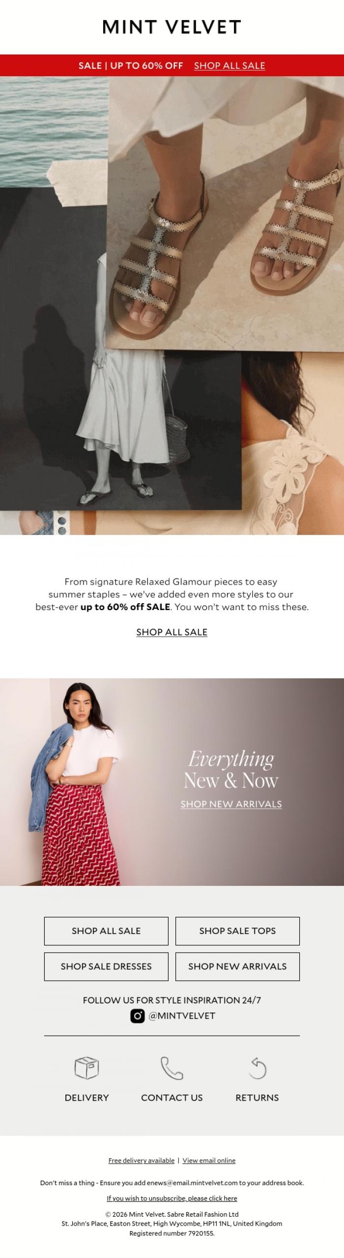 Email Design Inspiration from Mint Velvet, SALE | New lines added