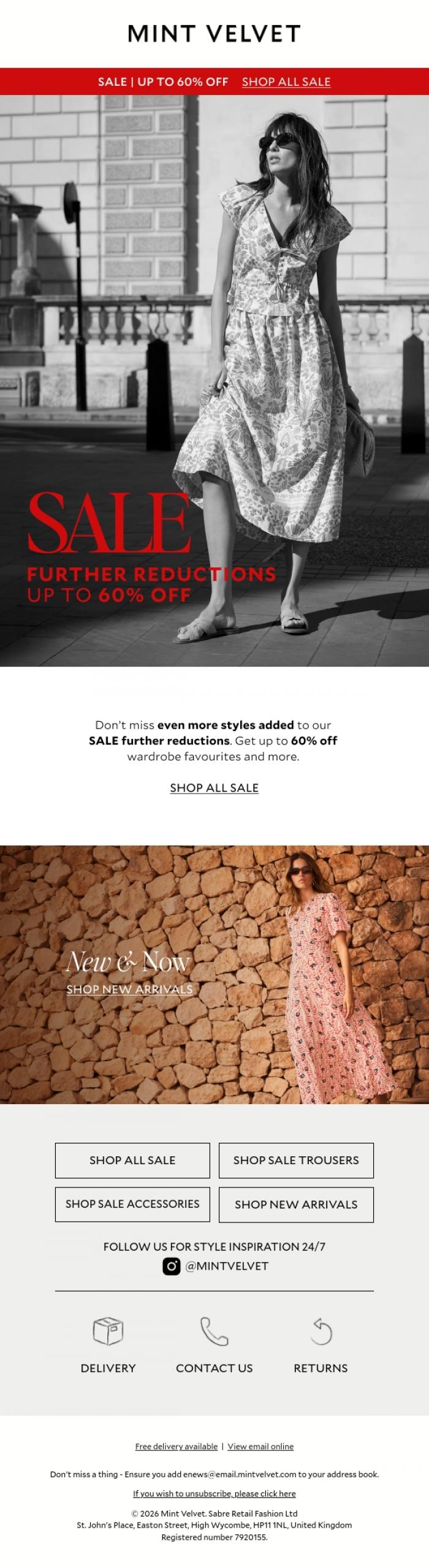 Email Design Inspiration from Mint Velvet, SALE | Further reductions