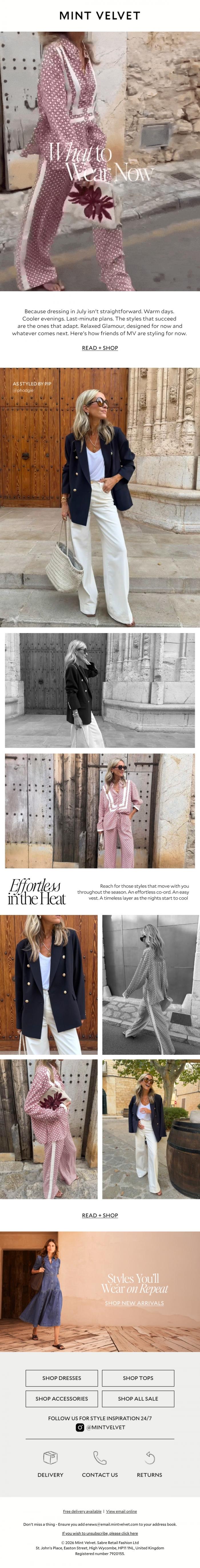 Email Design Inspiration from Mint Velvet, What to wear now