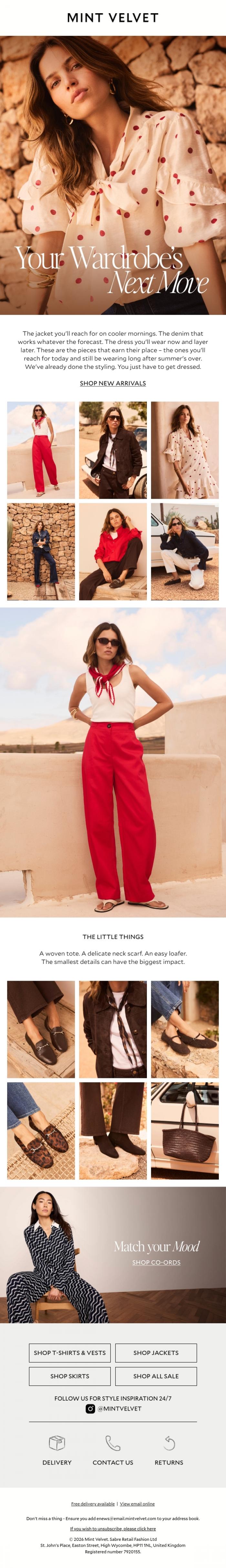 Email Design Inspiration from Mint Velvet, Your wardrobe's next move