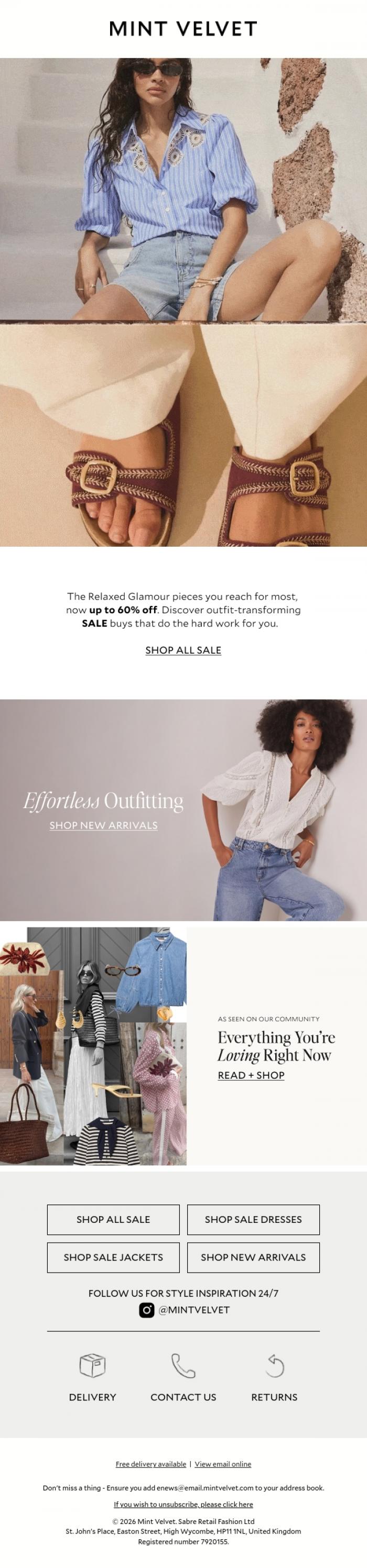 Email Design Inspiration from Mint Velvet, SALE | Even more reductions